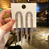 925 Silver Needle Tassel Long Earrings