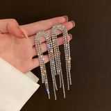 925 Silver Needle Tassel Long Earrings