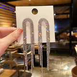 925 Silver Needle Tassel Long Earrings