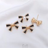 925 Silver Pearl Brace Bow Stud Earrings