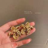 925 Silver Needle Flower Ear Studs Retro Metal Red Earrings