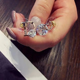925 Silver Zircon Asymmetrical Earrings for Women
