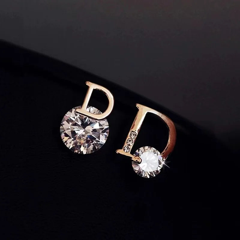 925 Silver Zircon Asymmetrical Earrings for Women
