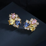 Asymmetric Love Crystal Earrings 925 Silver Needle