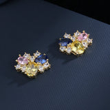 Asymmetric Love Crystal Earrings 925 Silver Needle