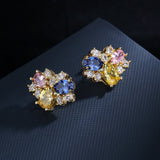 Asymmetric Love Crystal Earrings 925 Silver Needle