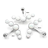 925 Silver Opal Belly Button Ring Navel Piercing Beach Body Jewelry