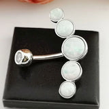 925 Silver Opal Belly Button Ring Navel Piercing Beach Body Jewelry