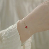 925 Silver Plated 14K Bracelet with Red Heart Enamel Charms