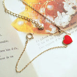 925 Silver Plated 14K Bracelet with Red Heart Enamel Charms