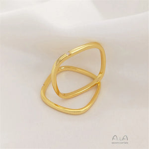 925 Silver Plated 18K Small Square Ring for Women