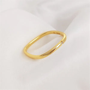 925 Silver Plated 18K Square Ring Women's Small Square Ring