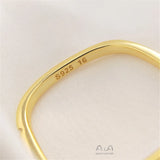 925 Silver Plated 18K Square Ring Women's Small Square Ring