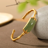 925 Silver Plated Natural Hotan Jade Charm Bracelet