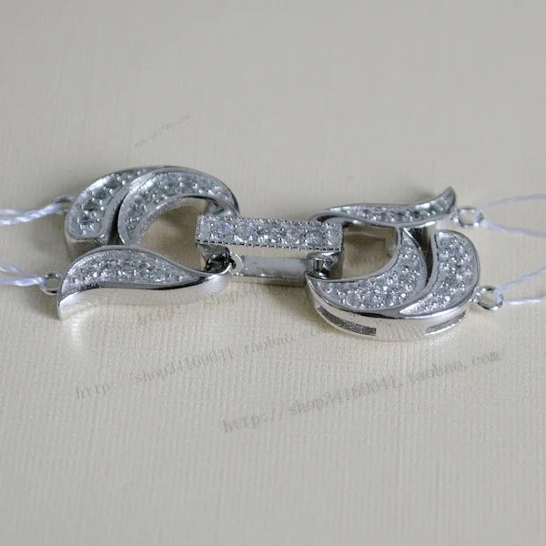 Double Row Pearl Necklace Clasp Diamond Zircon Bracelet