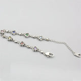 925 Silver Rainbow Love Cat Claw Stone Inlaid Bracelet Antique Hip-Hop