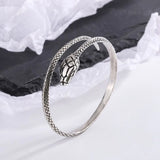 925 Silver Antique Red Flat Head Snake Bracelet Couple Thai Silver