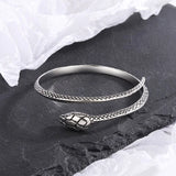 925 Silver Antique Red Flat Head Snake Bracelet Couple Thai Silver