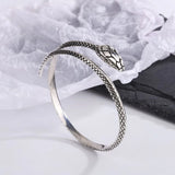925 Silver Antique Red Flat Head Snake Bracelet Couple Thai Silver