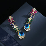 925 Silver Retro Green Zircon Earrings High-End Palace Colored Zircon Earrings