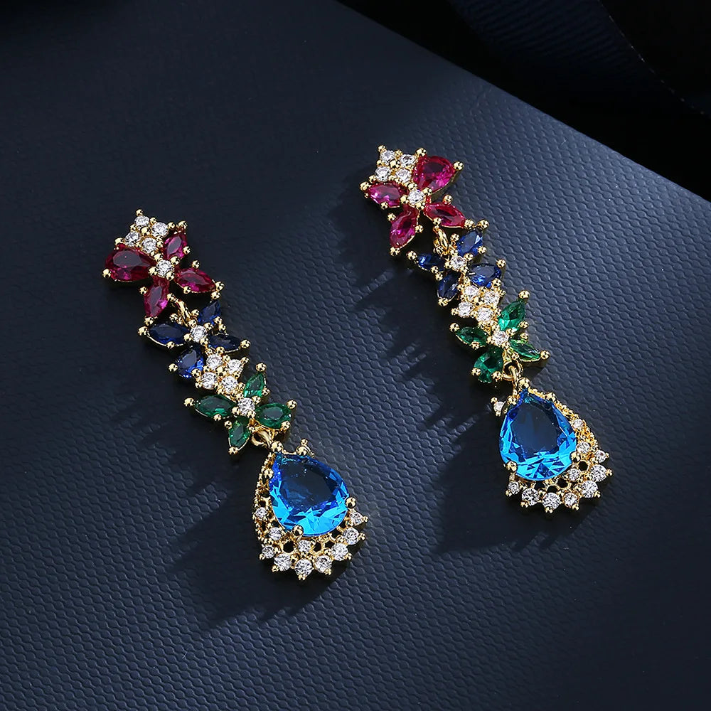 925 Silver Retro Green Zircon Earrings High-End Palace Colored Zircon Earrings