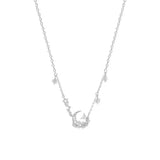 925 Silver Choker Clavicle Chain Ins Necklace with Rhinestone Moon Jewelry