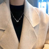 925 Silver Choker Clavicle Chain Ins Necklace with Rhinestone Moon Jewelry