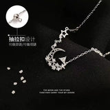 925 Silver Choker Clavicle Chain Ins Necklace with Rhinestone Moon Jewelry