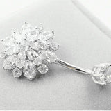 925 Silver Sunflower Crystal Belly Piercing for Women