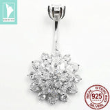 925 Silver Sunflower Crystal Belly Piercing for Women