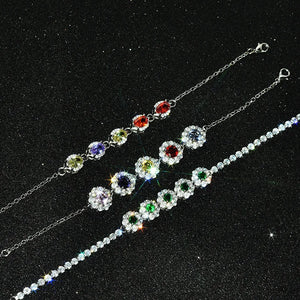 925 Silver Full Diamond Snowflake Bracelet - Colorful Treasure Hand Jewelry