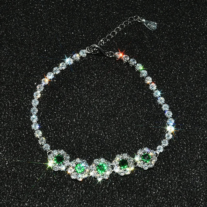 925 Silver Full Diamond Snowflake Bracelet - Colorful Treasure Hand Jewelry