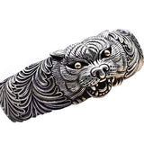 925 Silver Lion Head Bracelet Tiger Skin Aggressive Beast Bracelet