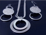 925 Silver Wedding Geometric Pendant Necklace Set