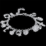 925 Silver Charms Bracelet with Zircon for Women
