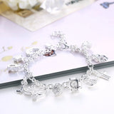 925 Silver Charms Bracelet with Zircon for Women
