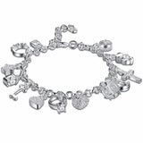 925 Silver Charms Bracelet with Zircon for Women