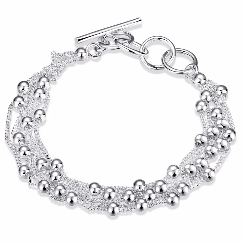 925 Silver Bracelet For Women with Tassels Beads Special Gift