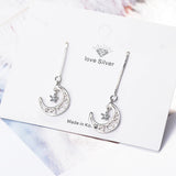 925 Silver Zirconia Star And Moon Earrings Christmas Gift