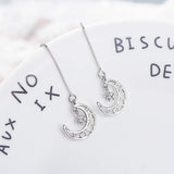 925 Silver Zirconia Star And Moon Earrings Christmas Gift