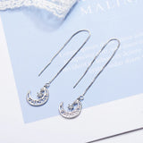 925 Silver Zirconia Star And Moon Earrings Christmas Gift