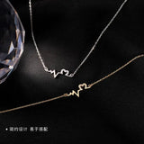 925 Sterling Silver Heartbeat Choker Necklace for Women