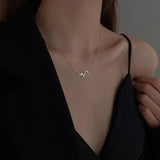 925 Sterling Silver Heartbeat Choker Necklace for Women
