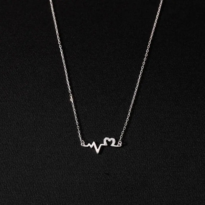 925 Sterling Silver Heartbeat Choker Necklace for Women
