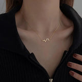 925 Sterling Silver Heartbeat Choker Necklace for Women