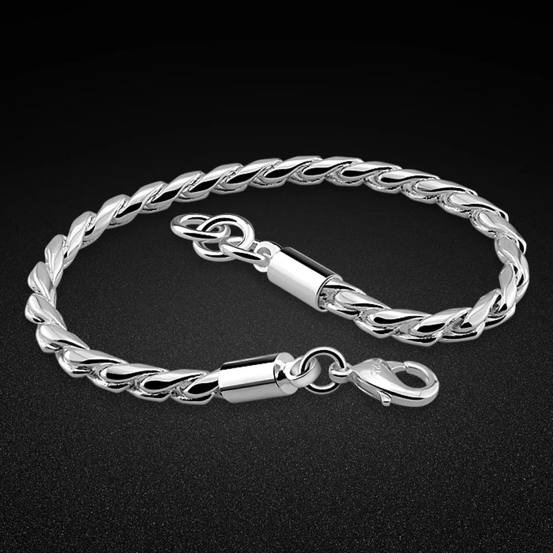 925 Sterling Silver Woven Bracelet for Men