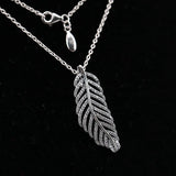 925 Sterling Silver Feather Charm Pendant Necklace