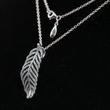 925 Sterling Silver Feather Charm Pendant Necklace
