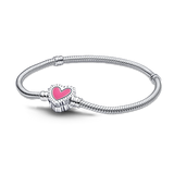 925 Sterling Silver Stitch Bracelet Castle Heart Fit Original Charm Jewelry