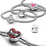925 Sterling Silver Stitch Bracelet Castle Heart Fit Original Charm Jewelry